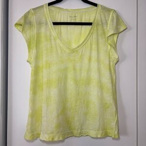 Grey State Women’s Imogene Tee Butterfly Tie Dye V-Neck Yellow Small Cotton New